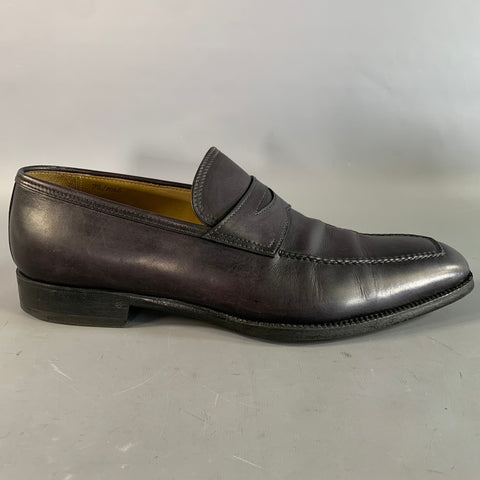 STEFANOBI Size 9.5 Black Leather Penny Loafer Loafers