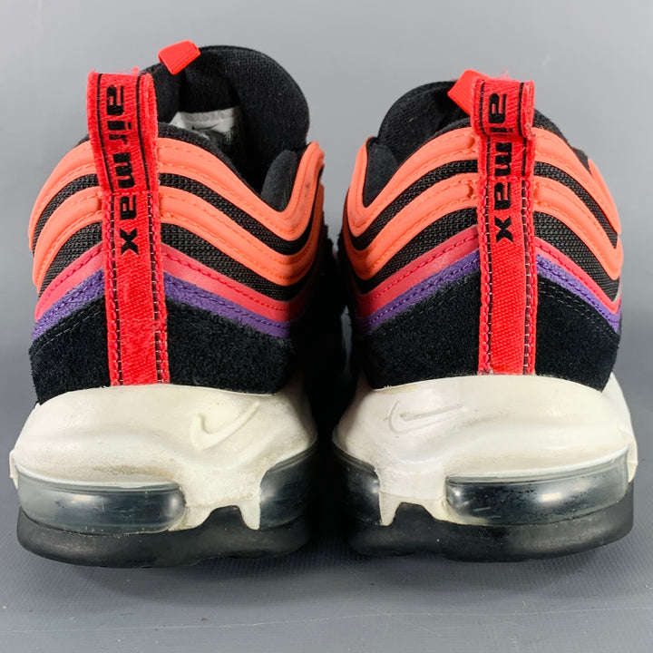 NIKE Size 10.5 Air Max 97 Sunset Black Pink Color Block Mesh Low Top Sneakers