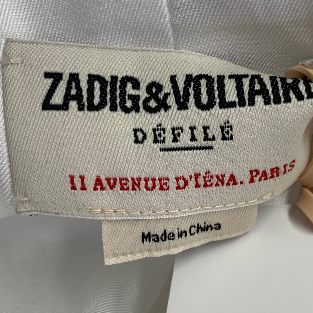 ZADIG & VOLTAIRE Size S Vive White Cotton Blend Sequined Shawl Collar Jacket Blazer
