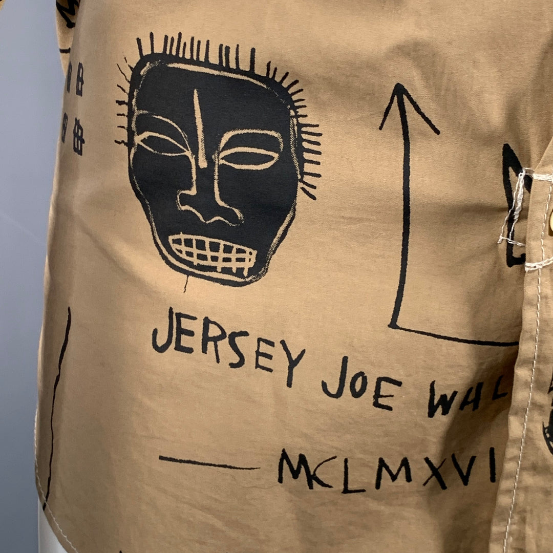 JUNYA WATANABE x BASQUIAT Size M Tan Black Graffiti Cotton Two Pockets Long Sleeve Shirt