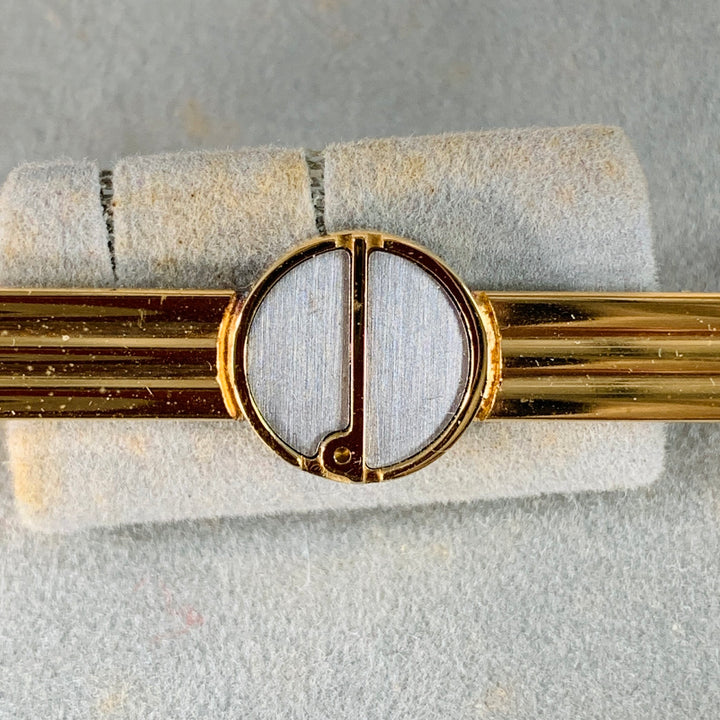 DUNHILL Vintage Gold Silver Monogram Logo Metal Tie Clip