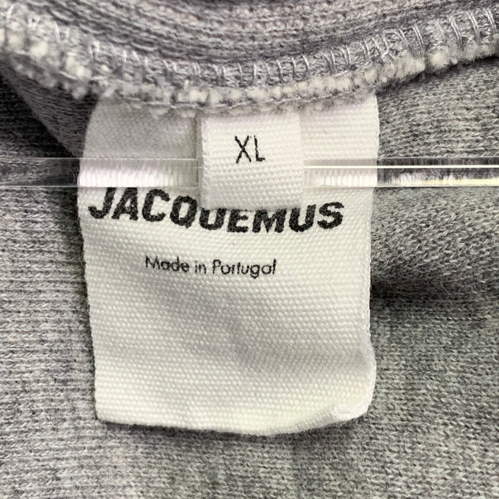 JACQUEMUS Size XL Doubourne Heather Grey Padded Cotton Hooded Sweatshirt