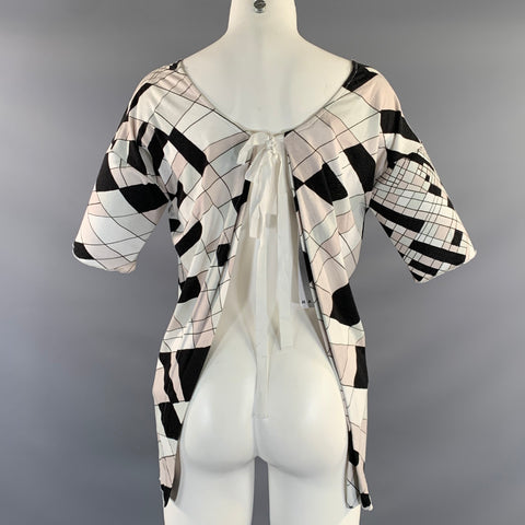 MARNI Size S White Black Cotton Abstract Open back Shirt