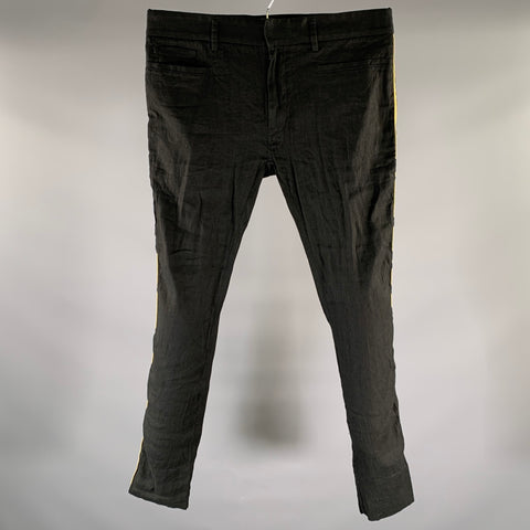 HAIDER ACKERMANN Size S Black Gold Piped Cotton Linen Blend Set