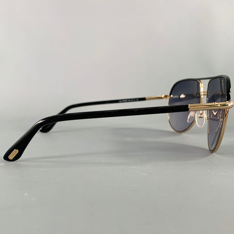 TOM FORD Cole Gold Black Metal Acetate Aviator Sunglasses