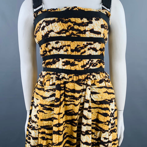 D&G by DOLCE & GABBANA Size 12 Yellow Black Cotton Blend Tiger Two Pockets Dress