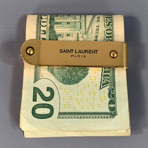 SAINT LAURENT Gold Tone Metallic Metal Money Clip