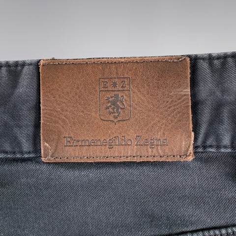 ERMENEGILDO ZEGNA Size 33 Grey Charcoal Cotton Blend Straight Jeans