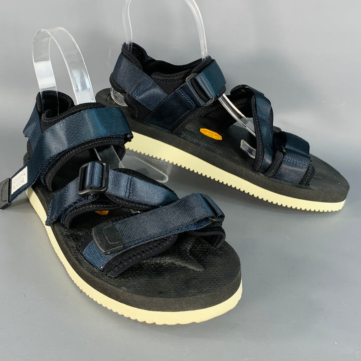SUICOKE Size 8 KISSEE-Cab Black Navy Nylon Sandals