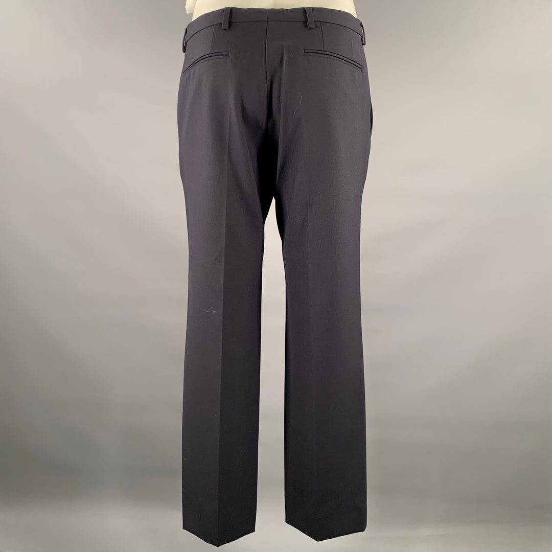 DRIES VAN NOTEN Size 38 Navy Wool Polyester Notch Lapel Suit