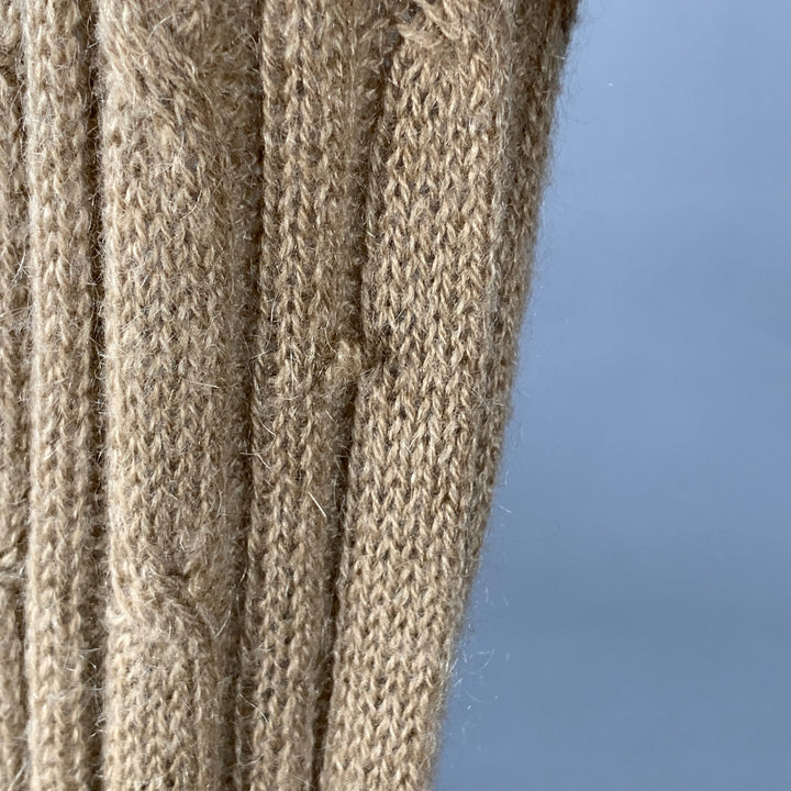 GUCCI Size L Tan Cable Knit Cashgora Crew Neck Sweater