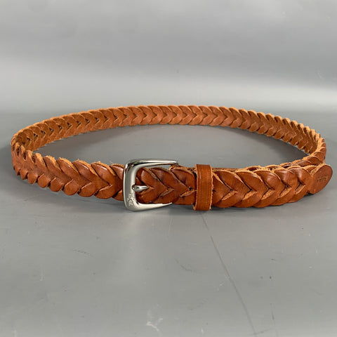 RALPH LAUREN Size 36 Brown Braided Leather Belt