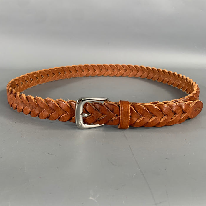 RALPH LAUREN Size 36 Brown Braided Leather Belt