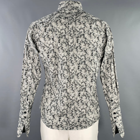 BEN SHERMAN Size L Black White Paisley Spread Collar Long Sleeve Shirt