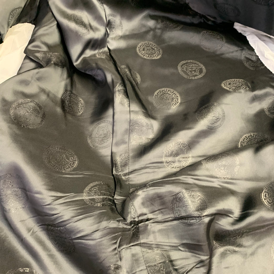VERSACE Size 44 Black Gold Purple Abstract Silk Blend Shawl Collar Sport Coat