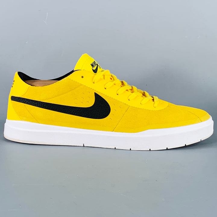 NIKE Size 10 SB Bruin Hyperfeel Yellow Black Suede Lace-Up Low Top Sneakers