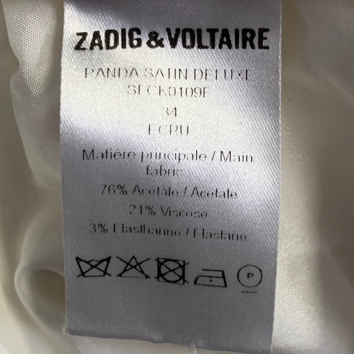 ZADIG & VOLTAIRE Size XS White Acrylic Blend Tapered Zip Fly Dress Pants