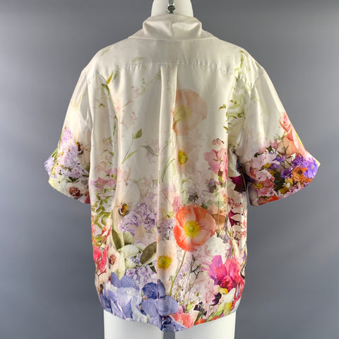 ZIMMERMANN Size S Cream Multi Color Silk Floral Button Up Casual Top