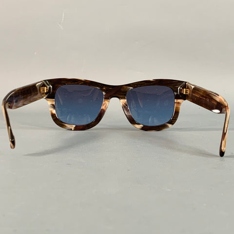 DOLCE & GABBANA Blue Brown Marbled Acetate Square Sunglasses
