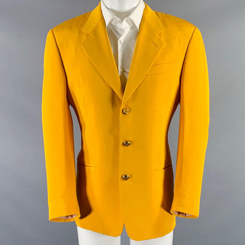 GIANFRANCO FERRE Taille 40 Manteau de sport à simple boutonnage en soie jaune