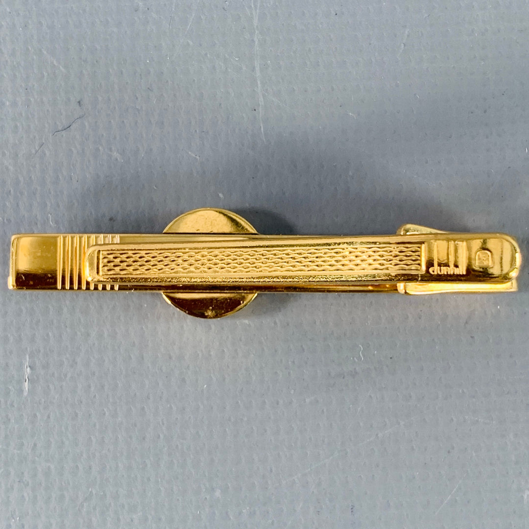 DUNHILL Vintage Gold Silver Monogram Logo Metal Tie Clip
