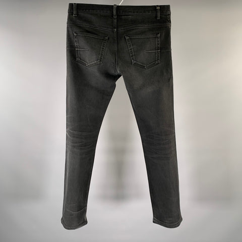 DIOR Size 34 Charcoal Solid Cotton Blend Slim Button Fly Jeans