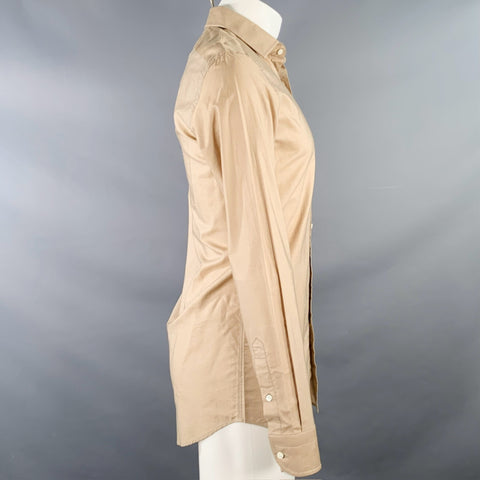 RALPH LAUREN Size S Tan Cotton Spread Collar Tailored Fit Long Sleeve Shirt