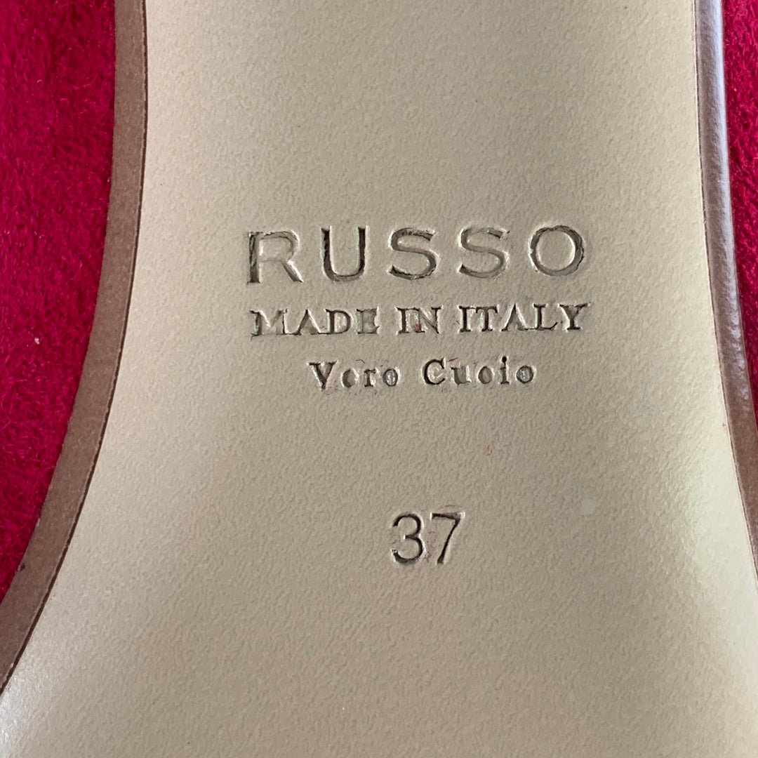 FRANCESCO RUSSO Size 7 Red Suede Pointed Toe D'Orsay Pumps