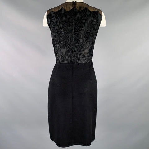 AKRIS Size 8 Black Silk Cashmere Sleeveless Below Knee Dress