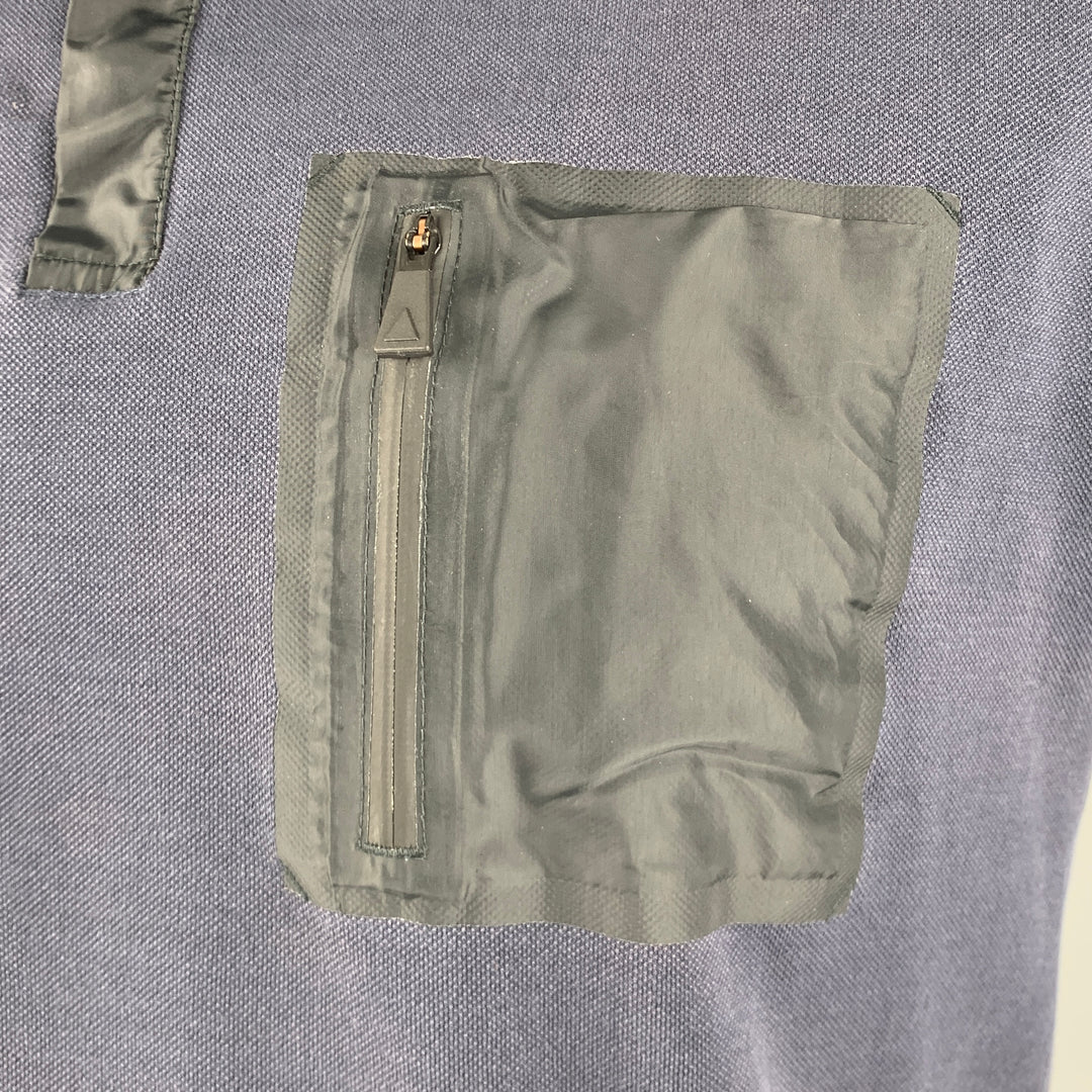 AZTECH MOUNTAIN Size XL Navy Black Cotton Blend Buttoned Polo