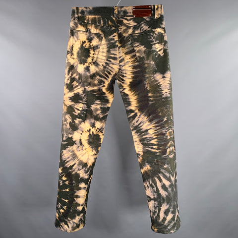 DRIES VAN NOTEN Size 30 Brown Beige Tie Dye Cotton Button Fly Jeans