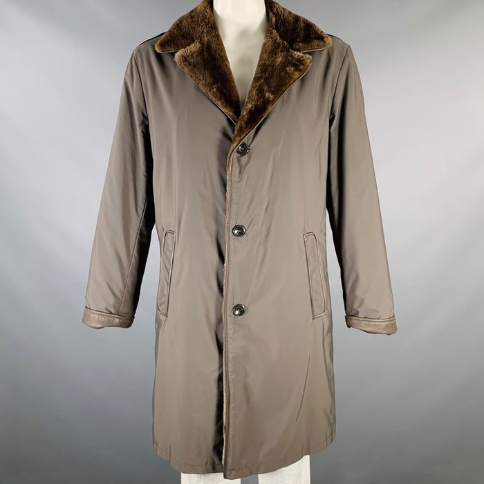 ARMANI COLLEZIONI Size 44 Grey Polyamide Cotton Coat