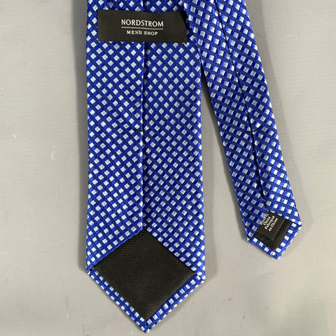 NORDSTROM Navy Grey Checkered Silk Tie