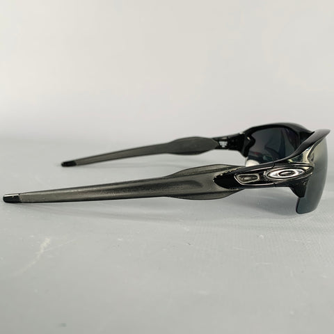OAKLEY Flak Black Acetate Wrap Around Sunglasses