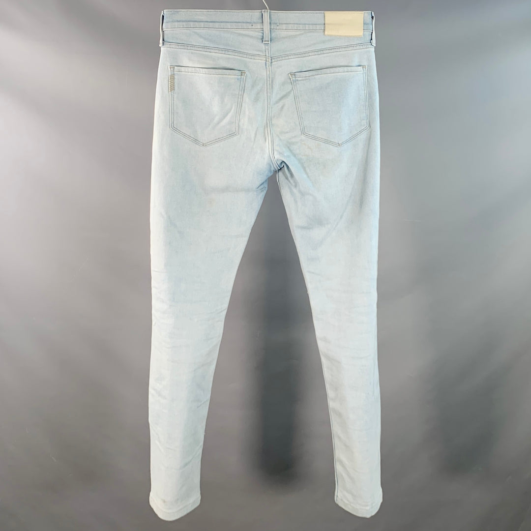PAIGE Size 29 Federal Blue Cotton Blend Slim Straight Zip Fly Jeans