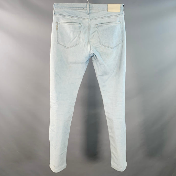 PAIGE Size 29 Federal Blue Cotton Blend Slim Straight Zip Fly Jeans