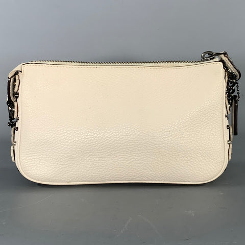 COACH Cream Gunmetal Pebble Grain Leather Handbag & Leather Goods