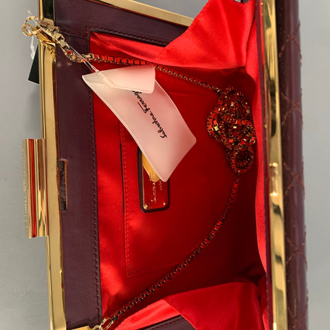 SALVATORE FERRAGAMO Purple Quilted Patent Clutch Bags