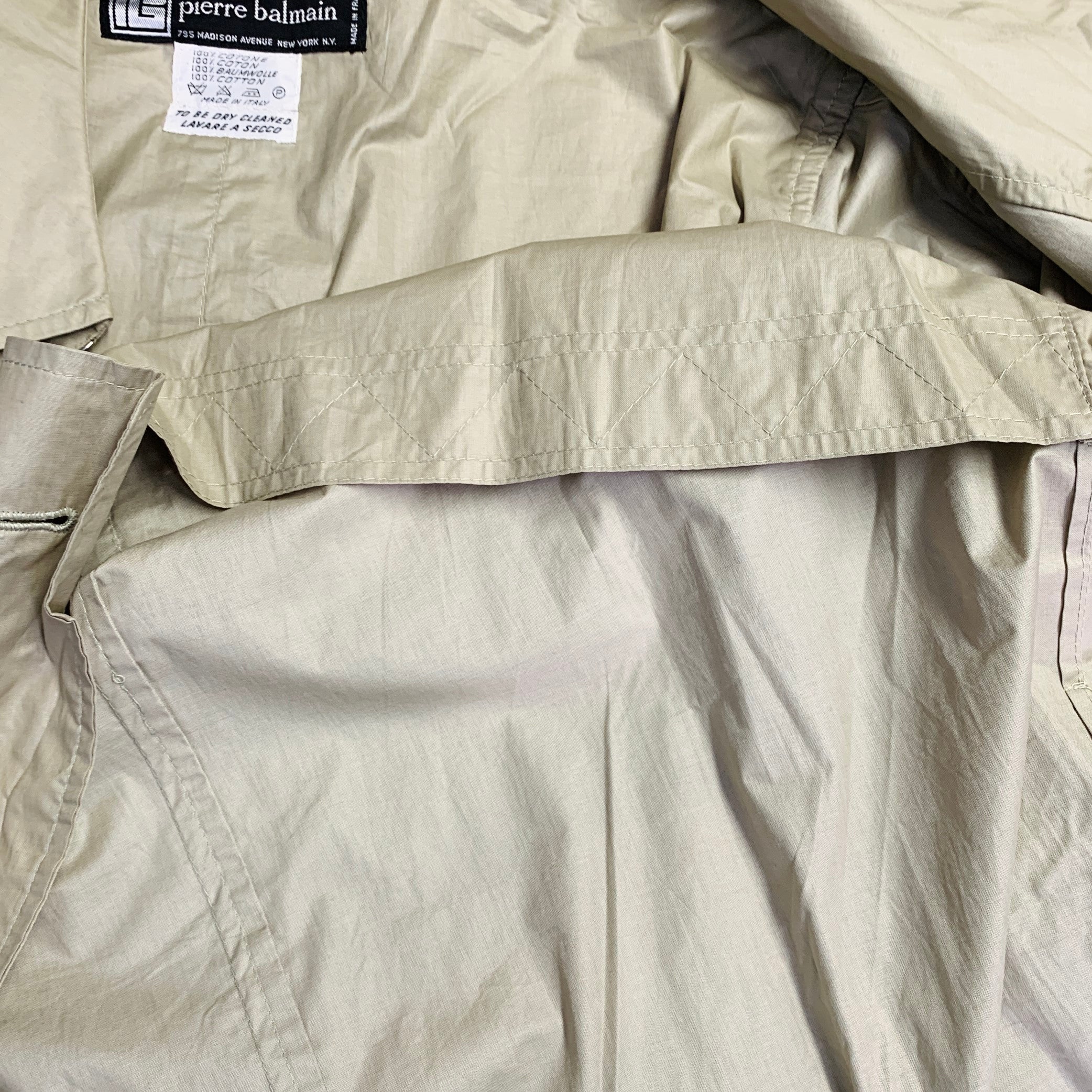 PIERRE BALMAIN Vintage Size XL Beige Cotton Double Breasted Trench