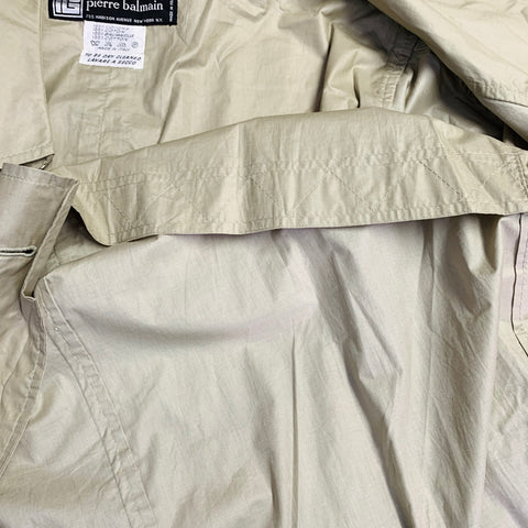 PIERRE BALMAIN Vintage Size XL Beige Cotton Double Breasted Trench Coat