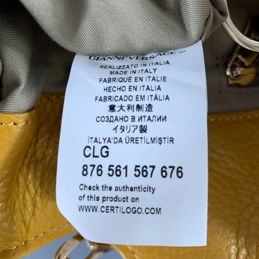 VERSACE COLLECTION Mustard Yellow Pebble Grain Leather Shoulder Bag