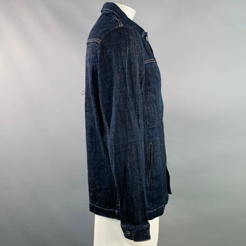 ONI DENIM Size L Indigo Contrast Stitch Denim Twill Trucker Jacket
