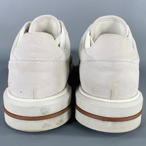 ELEVENTY Size 9 Beige Cream Perforated Suede Sneakers