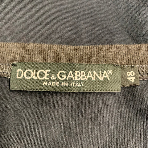 DOLCE & GABBANA Size S Navy Grey Layered Cotton V-Neck T-shirt