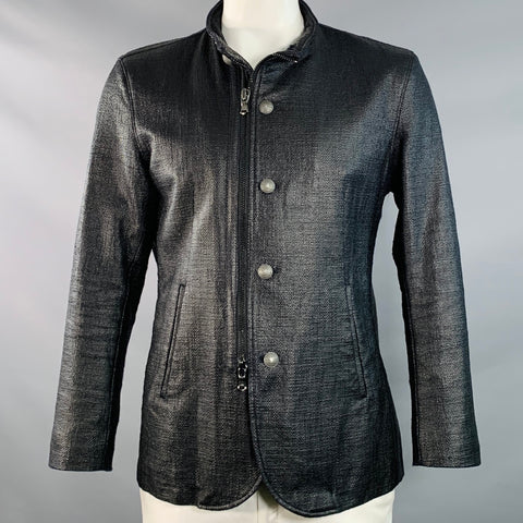 JOHN VARVATOS STAR USA Size L Black Cotton Zip Buttons Jacket