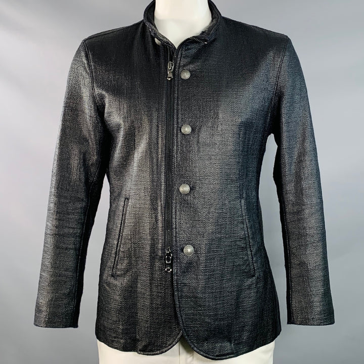 JOHN VARVATOS STAR USA Size L Black Cotton Zip Buttons Jacket