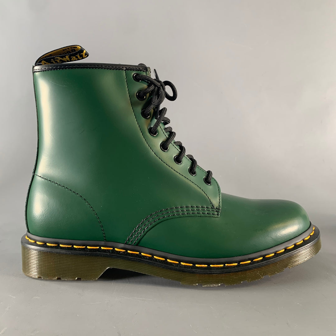 DR. MARTENS Size 11 Green Leather Lace Up Boots