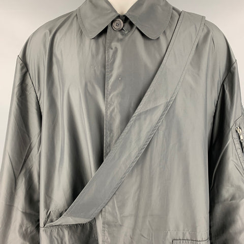 VINTAGE Taille M Manteau coupe-vent en polyester gris