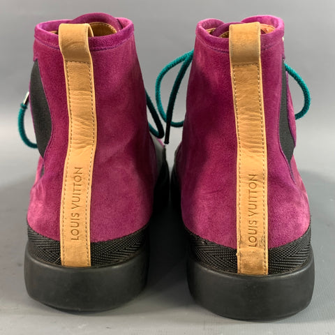 LOUIS VUITTON Size 8 Purple Grey GO 0023 Mixed Fabrics High Top Sneakers