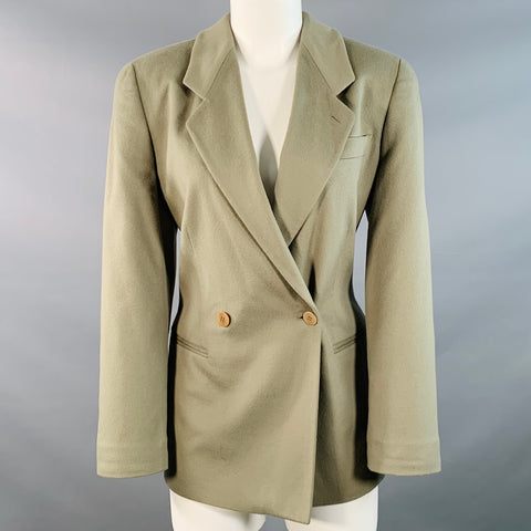 GIORGIO ARMANI Size 4 Green Sage Cashmere Double Breasted Jacket Blazer